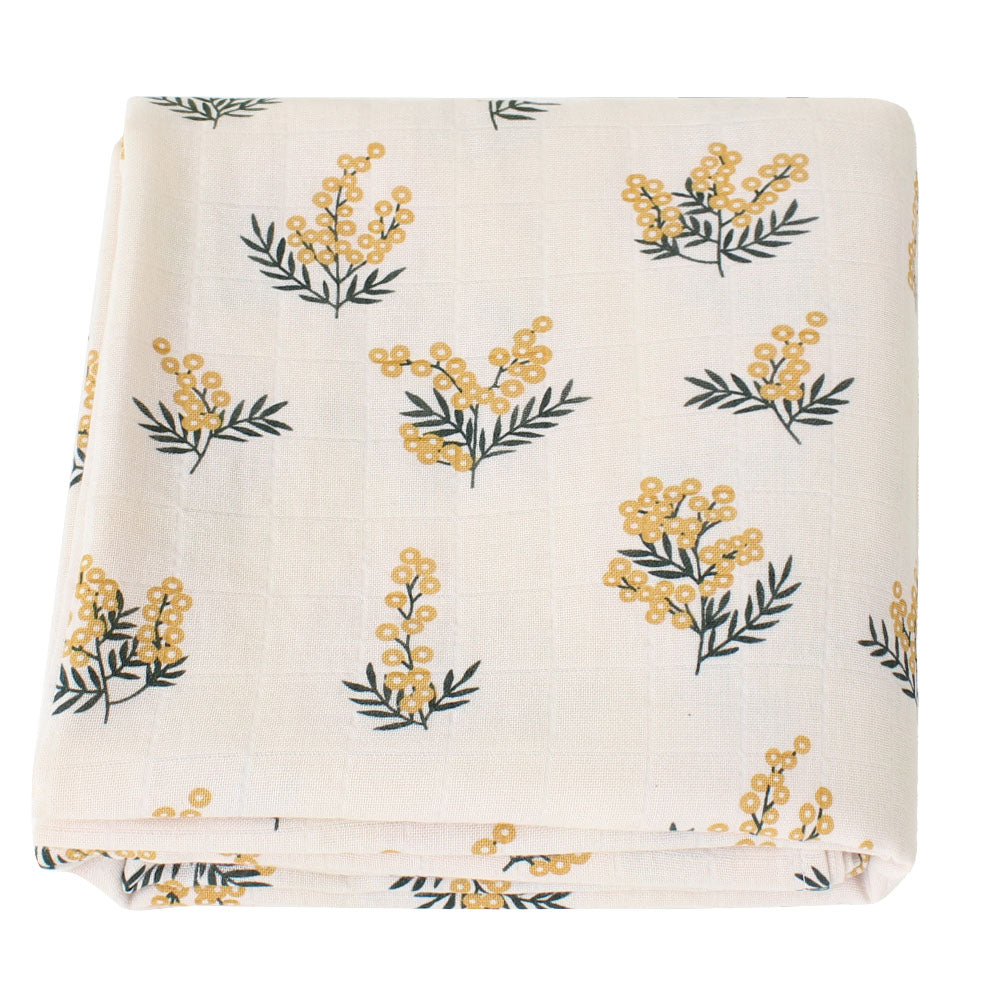 Floral 100% Organic Cotton Muslin Wrap