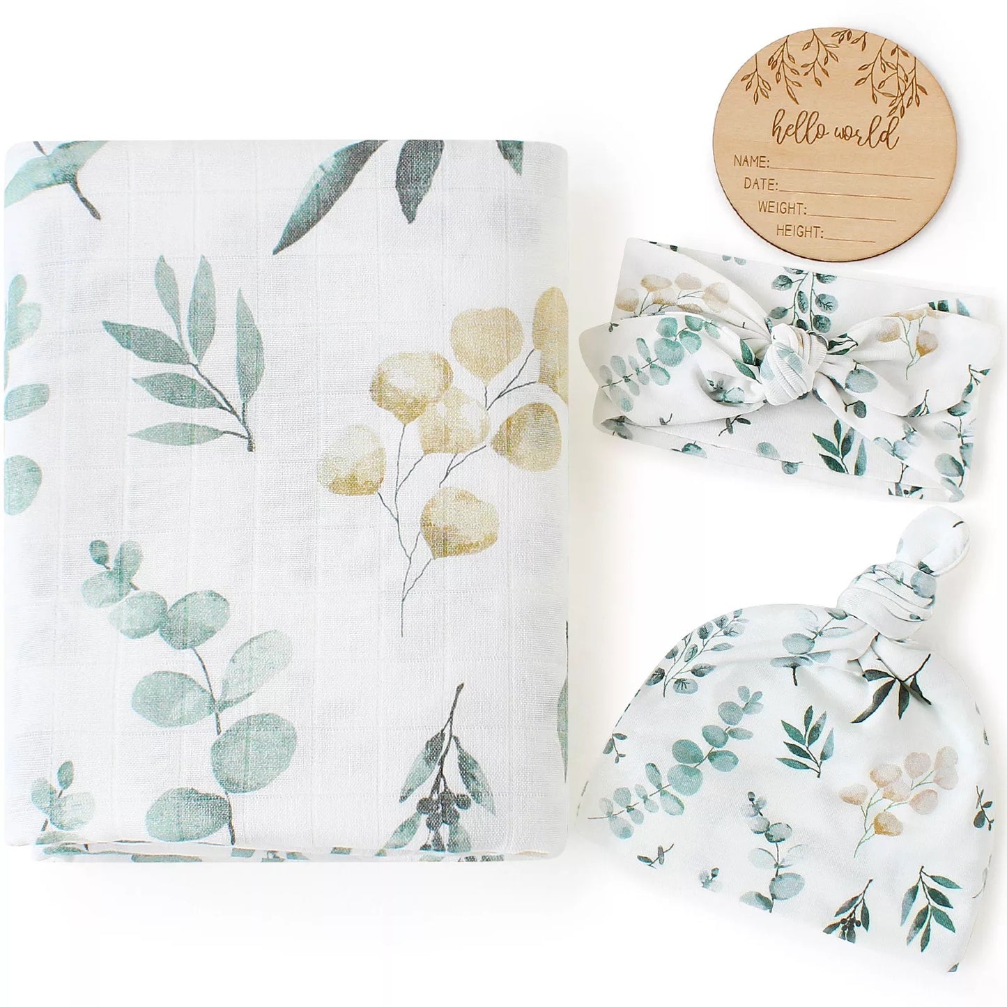 Eucalyptus Leave Muslin Wrap Set