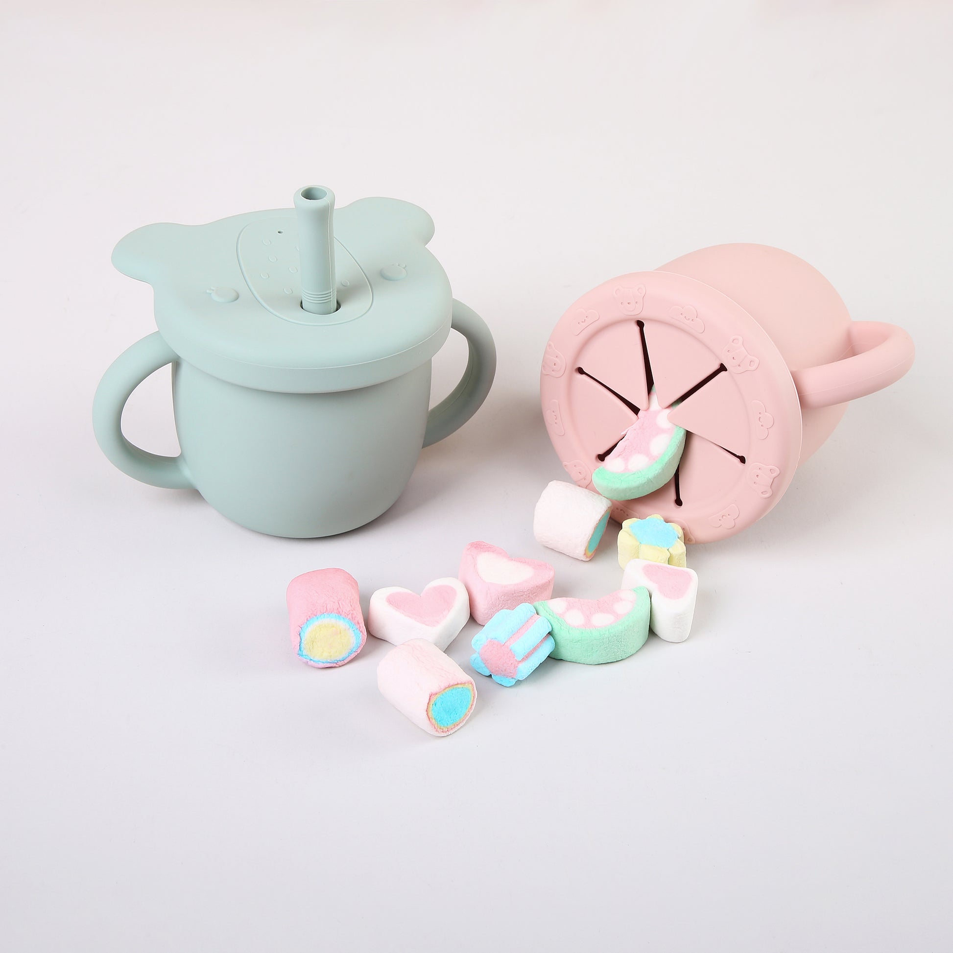 Sippy and snack cup set with snacks