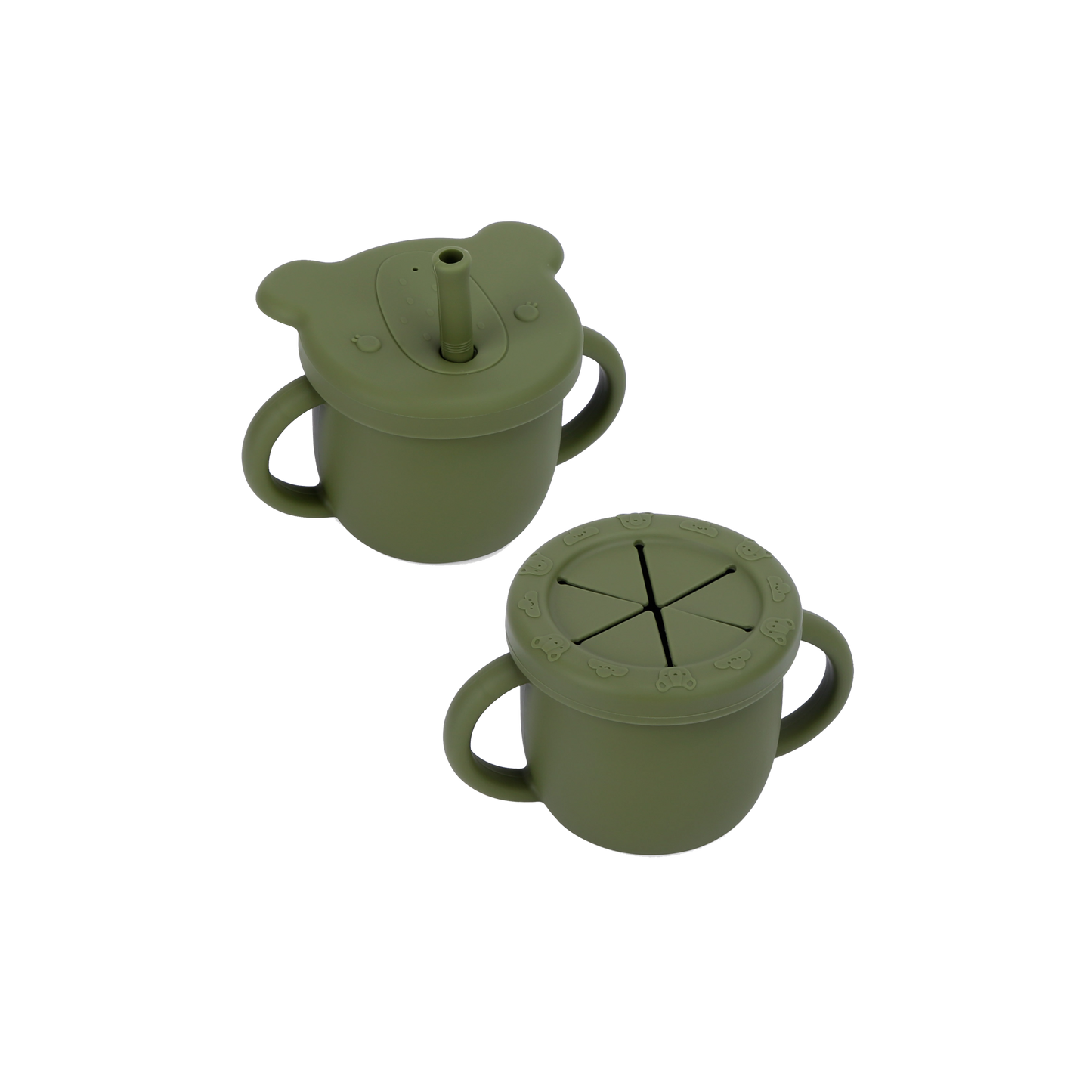 Sippy and snack cup set green