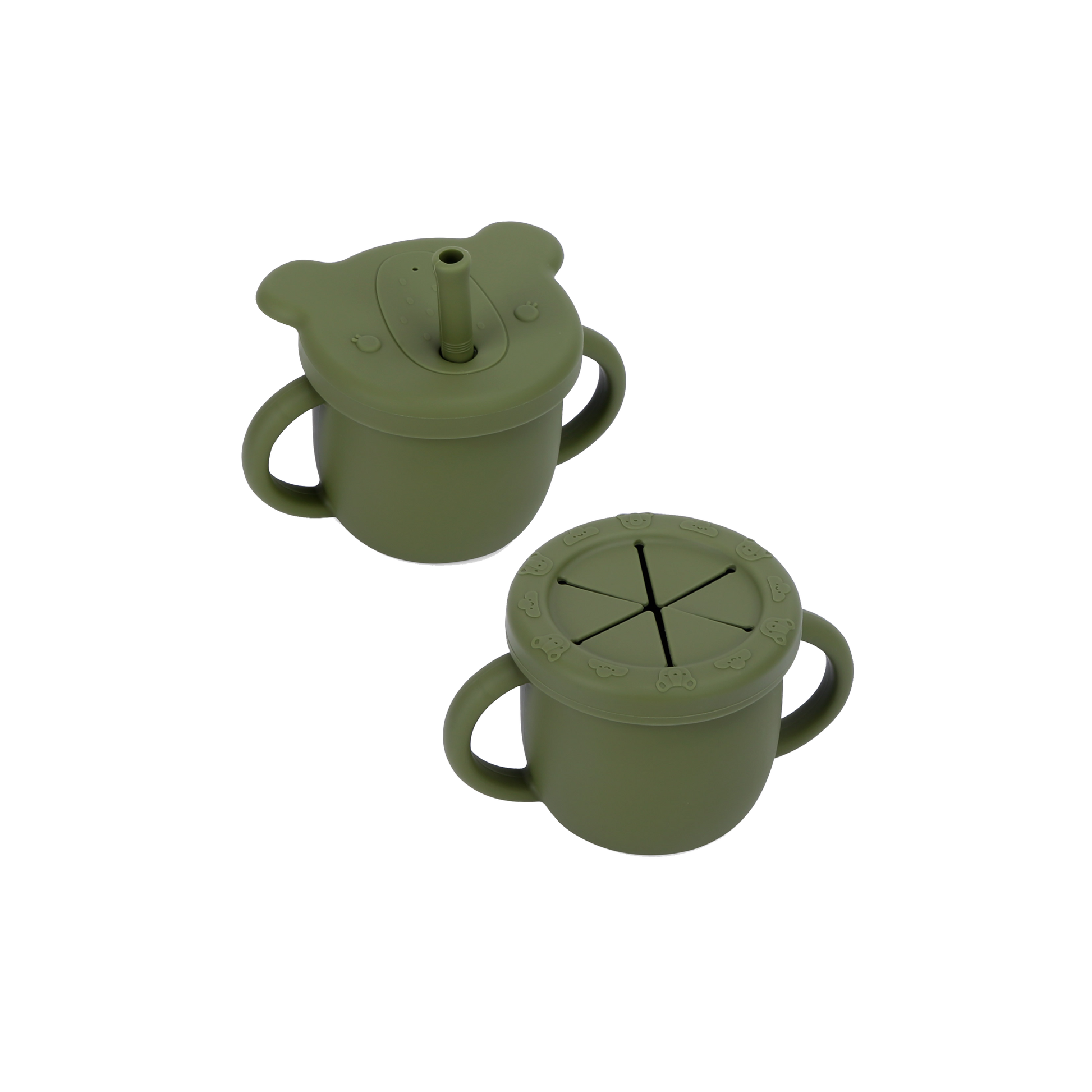 Sippy and snack cup set green