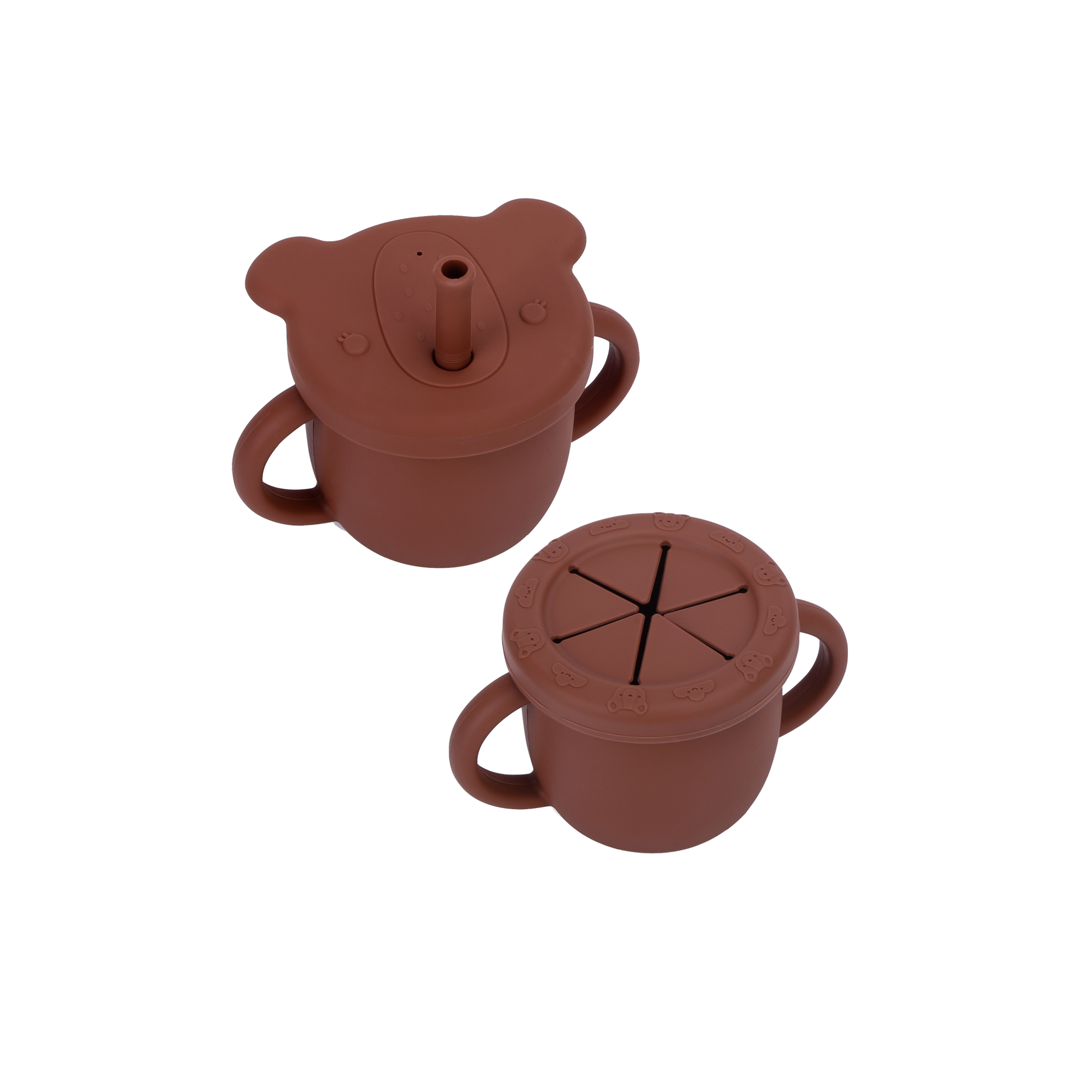 Sippy and snack cup set brown